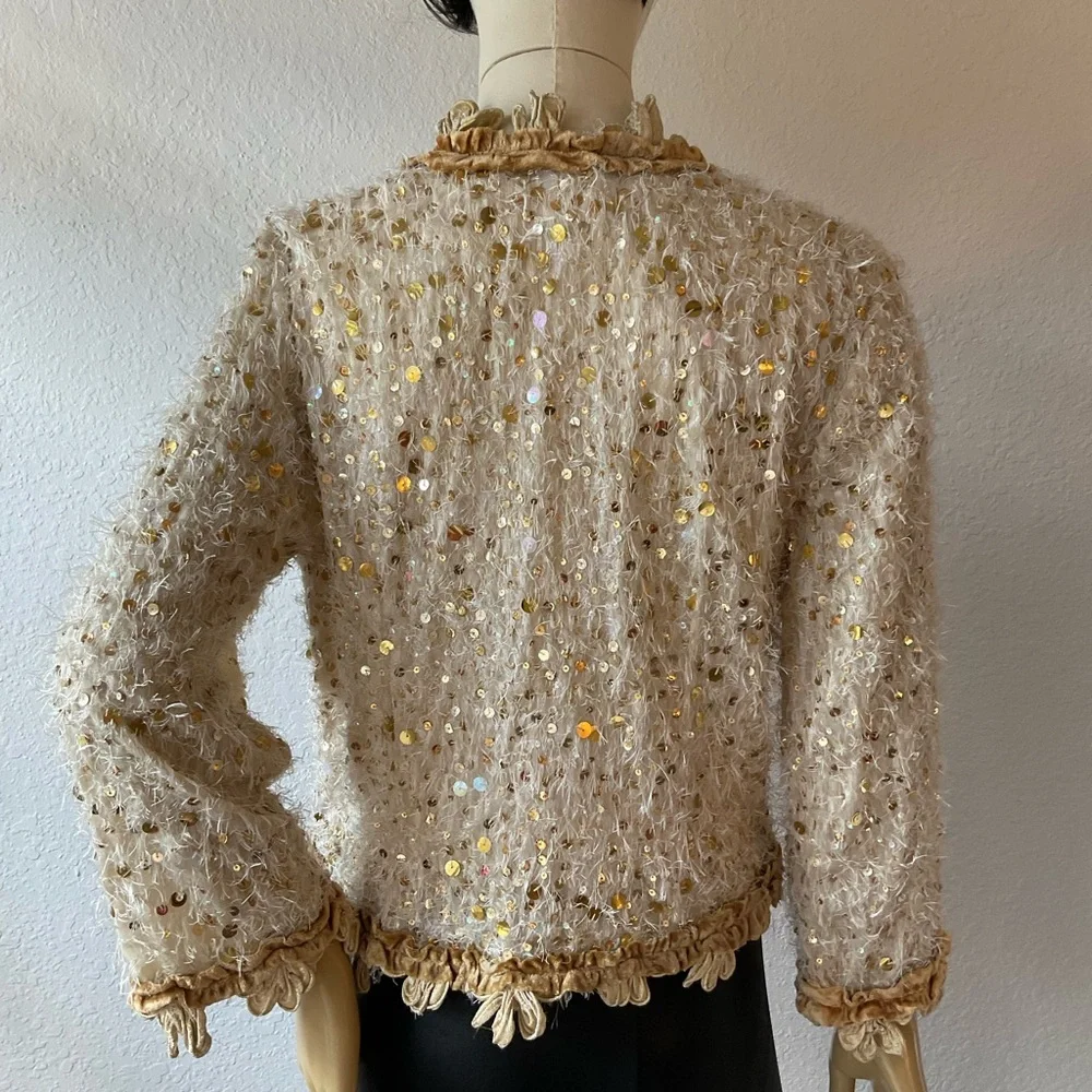 Sequined Cream Women's Blazer Jacket